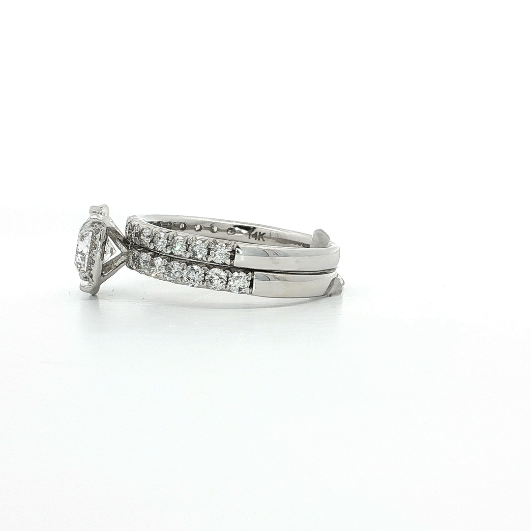 2.25 CTW EGL USA Certified Colorless Round Brilliant Natural Diamond Bridal Set in 14kt White Gold