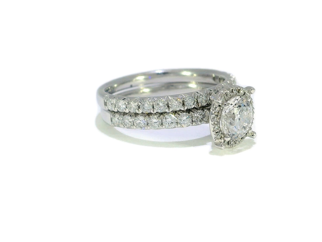 2.25 CTW EGL Certified Colorless Round Brilliant Diamond Bridal Set in 14KT White Gold