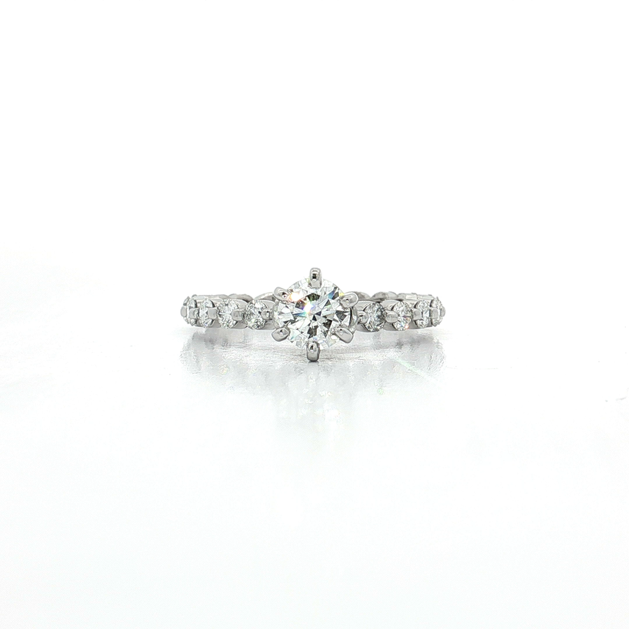 Nearly Flawless Colorless Excellent Cut Diamond Shared Prong Engagement Ring (1 ct. tw.) 18k White Gold