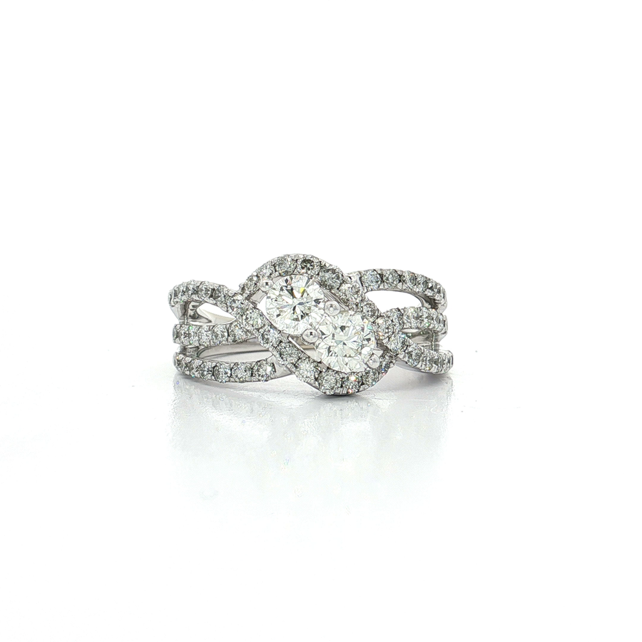 "Toi et Moi" Diamond Engagement Ring 14k White Gold