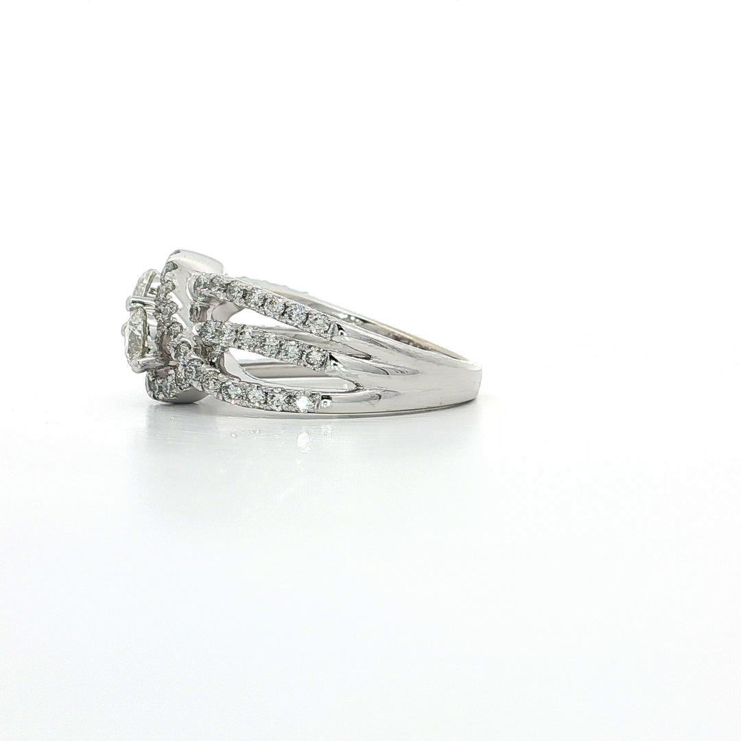 1.50 CTW Natural Round Brilliant Cut Colorless Nearly Flawless "Toi et Moi" Diamond Engagement Ring in 14kt White Gold