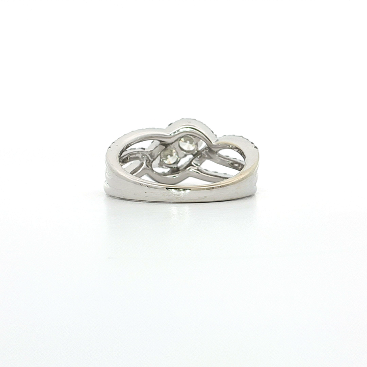 1.50 CTW Natural Round Brilliant Cut Colorless Nearly Flawless "Toi et Moi" Diamond Engagement Ring in 14kt White Gold