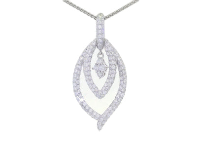 1.25 CTW Natural Round Brilliant Cut Colorless Nearly Flawless Pavé Diamond Dangling Leaf Pendant Necklace in 18kt White Gold – Jewelry Depot, Inc.