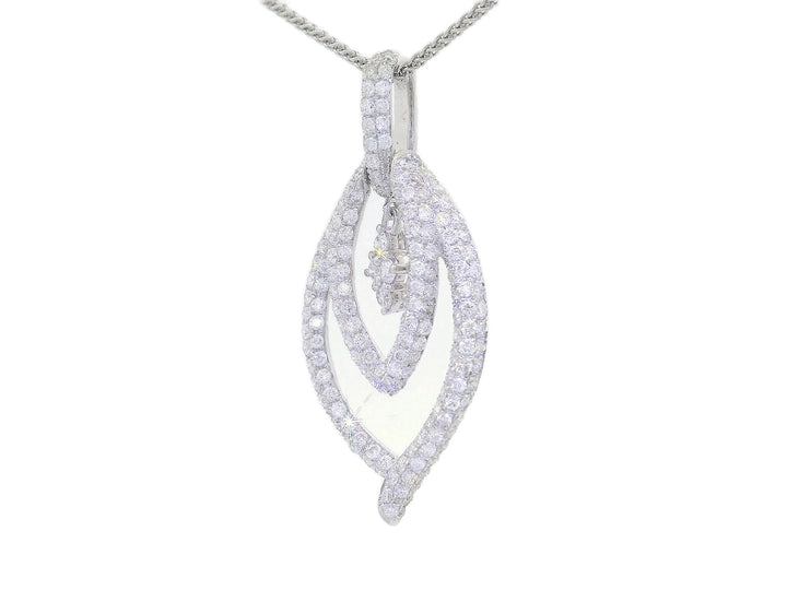 1.25 CTW Diamond Dangling Leaf Pendant Necklace in 18KT White Gold