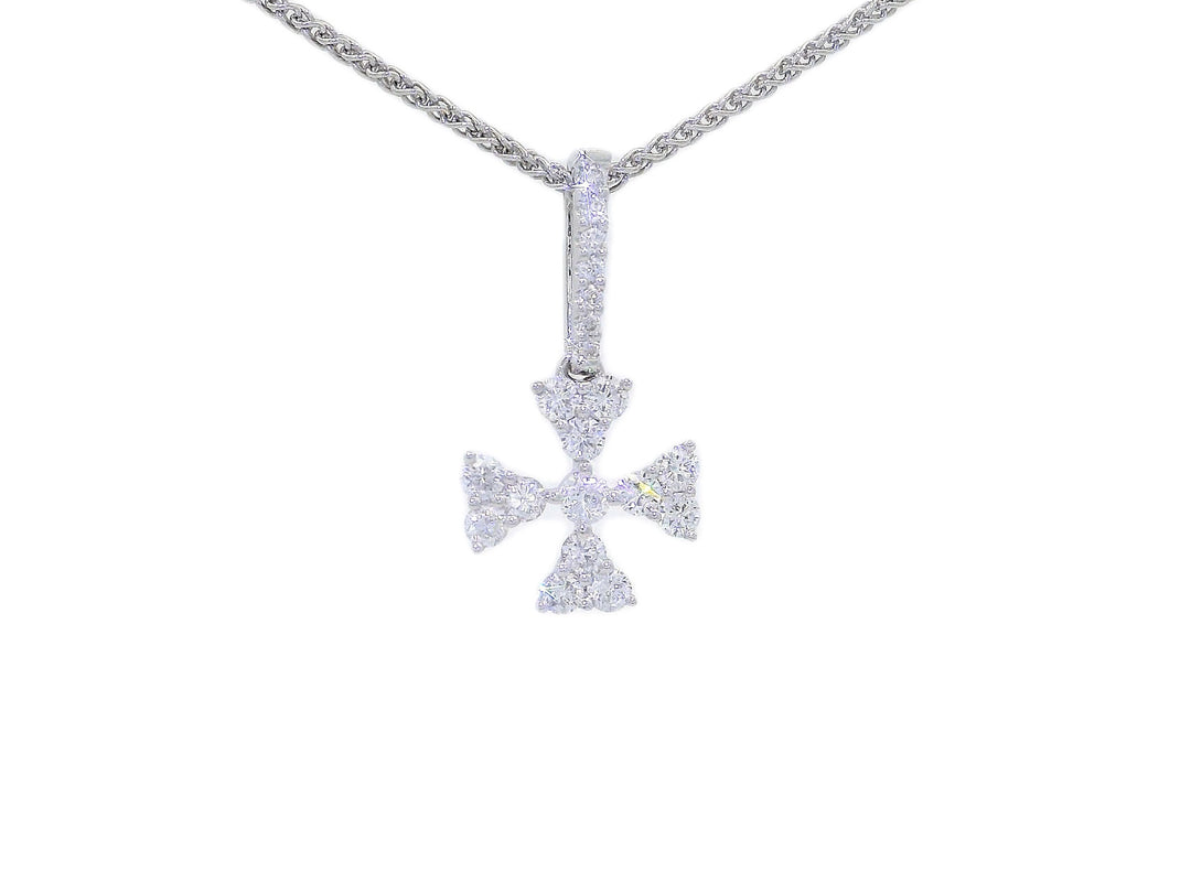 0.45 CTW Diamond Maltese Cross Pendant Necklace in 18KT White Gold