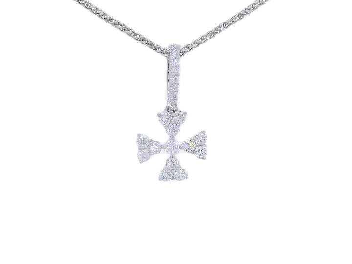 0.45 CTW Diamond Maltese Cross Pendant Necklace in 18KT White Gold
