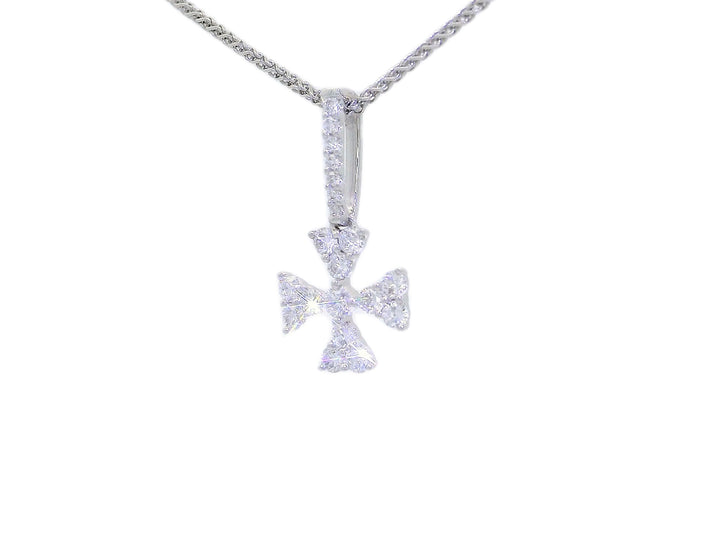 0.45 CTW Diamond Maltese Cross Pendant Necklace in 18KT White Gold