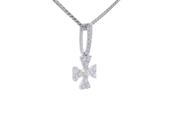 0.45 CTW Diamond Maltese Cross Pendant Necklace in 18KT White Gold