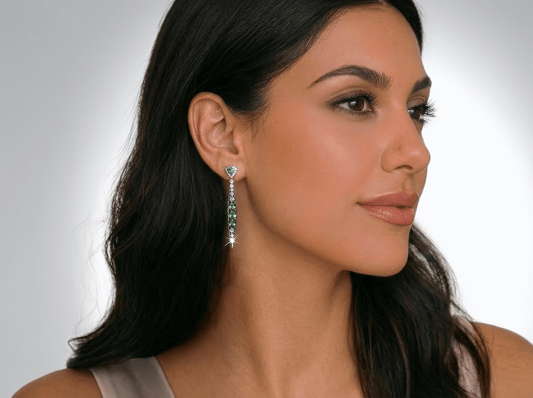 5.39 CTW Natural AAAA Grade Green Tsavorite Garnet & Colorless Nearly Flawless Diamond Gradient Dangle Earrings in 18kt Yellow Gold – Jewelry Depot, Inc.