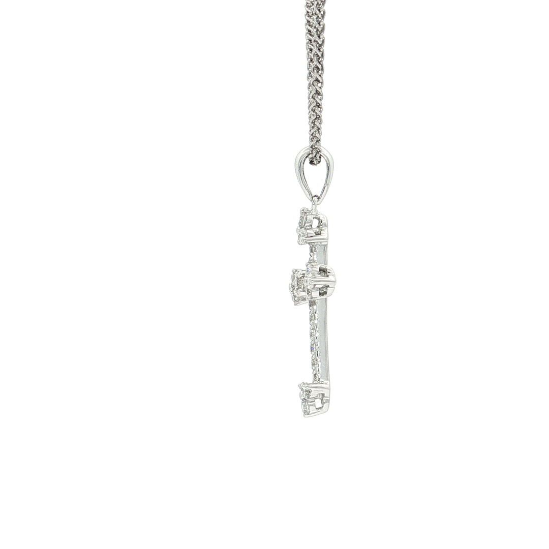 0.35 CTW Colorless Nearly Flawless Natural Diamond Cross Pendant Necklace in 18kt White Gold