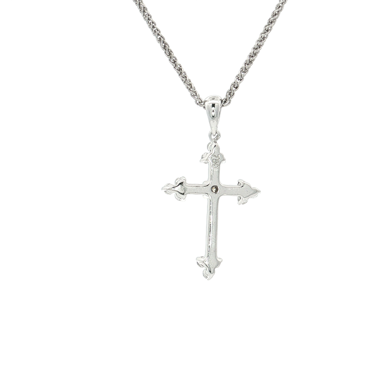 0.35 CTW Colorless Nearly Flawless Natural Diamond Cross Pendant Necklace in 18kt White Gold