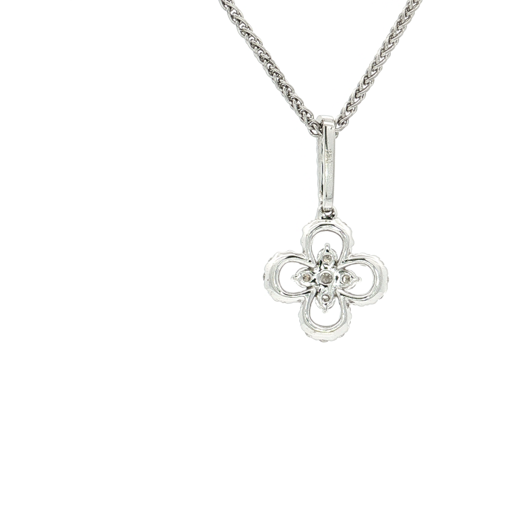 0.45 CTW Natural Colorless Nearly Flawless Diamond Floral Pendant Necklace in 18kt White Gold