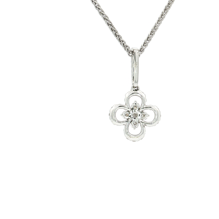 0.45 CTW Natural Colorless Nearly Flawless Diamond Floral Pendant Necklace in 18kt White Gold