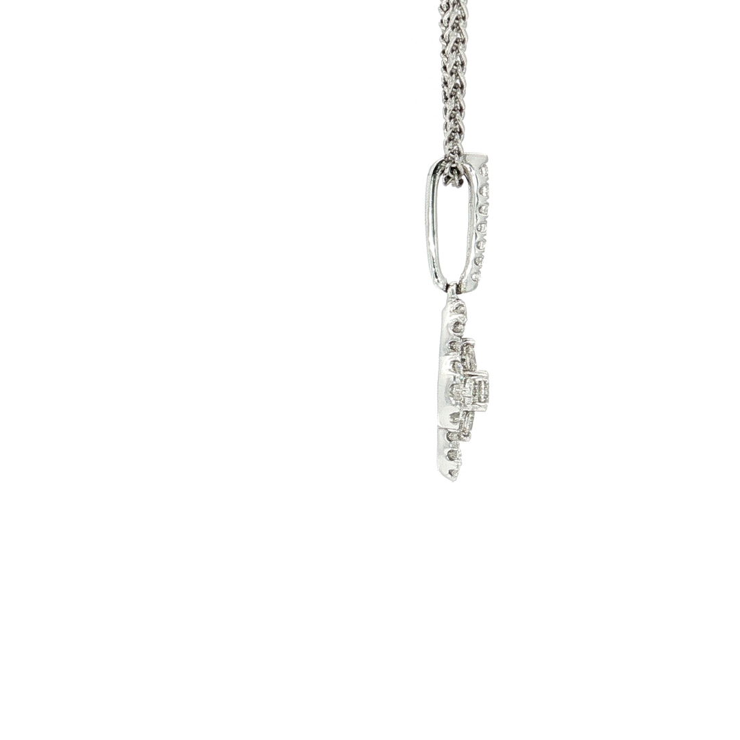 0.45 CTW Natural Colorless Nearly Flawless Diamond Floral Pendant Necklace in 18kt White Gold