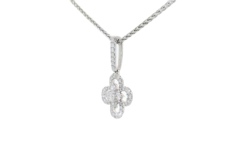 0.45 CTW Natural Diamond Floral Pendant Necklace in 18KT White Gold