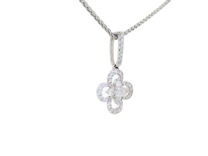 0.45 CTW Natural Diamond Floral Pendant Necklace in 18KT White Gold