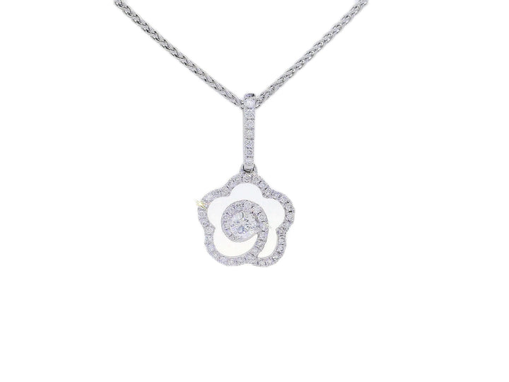 0.40 CTW Diamond Floral Pendant Necklace in 18KT White Gold