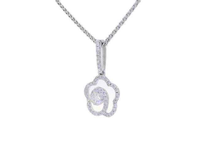 0.40 CTW Diamond Floral Pendant Necklace in 18KT White Gold