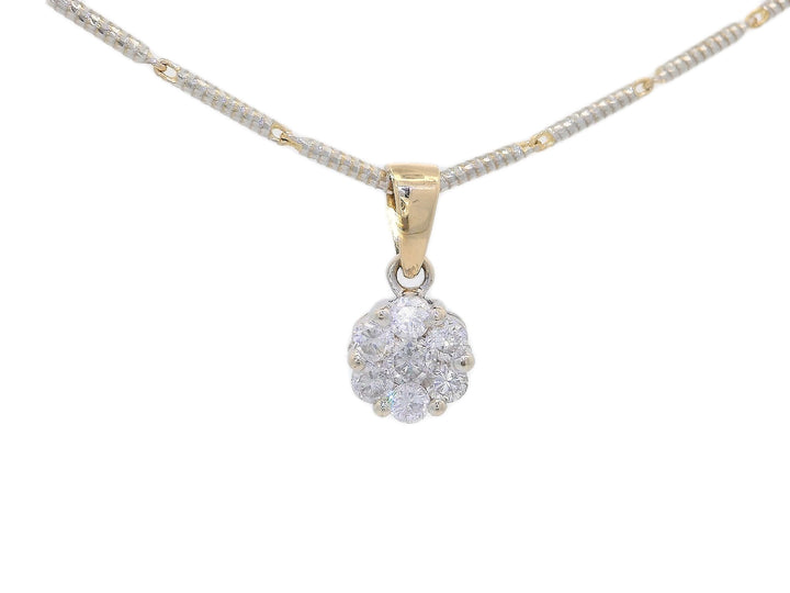 0.35 CTW Natural Diamond Floral Cluster Pendant Necklace in 14KT White & Yellow Gold