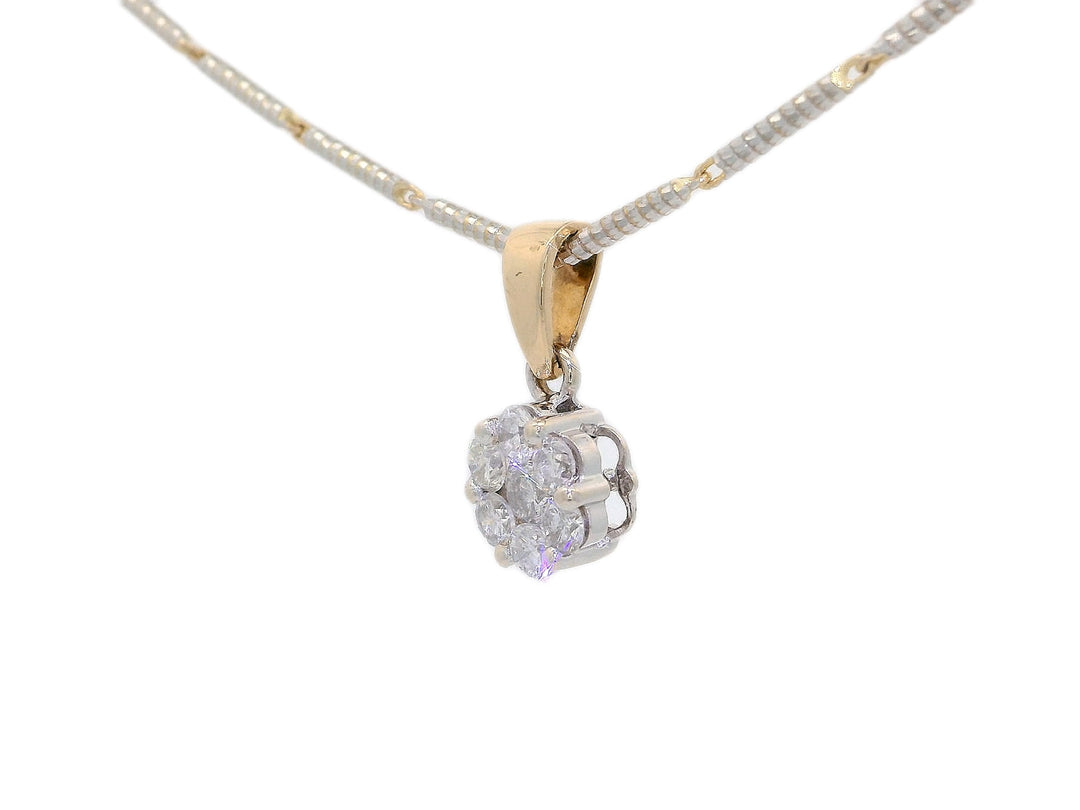 0.35 CTW Natural Diamond Floral Cluster Pendant Necklace in 14KT White & Yellow Gold