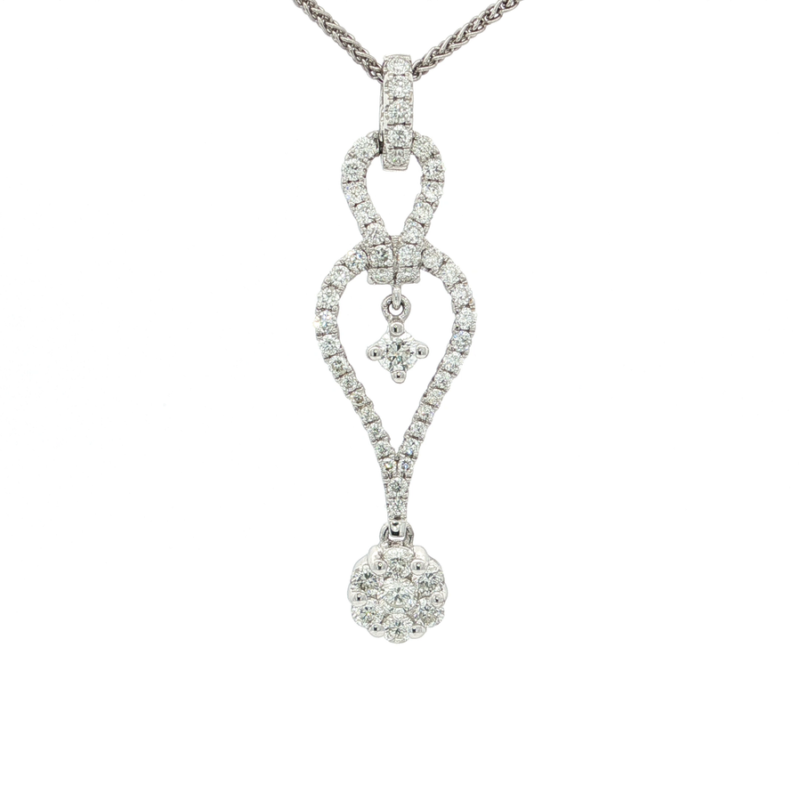 Nearly Flawless Colorless Diamond Drop Pendant Necklace (3/4 ct. tw.) 18k White Gold