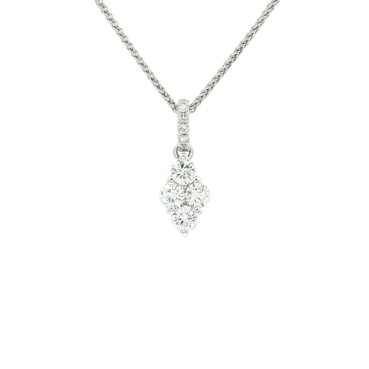 0.60 CTW Natural Colorless Nearly Flawless Diamond Drop Pendant Necklace in 18kt White Gold
