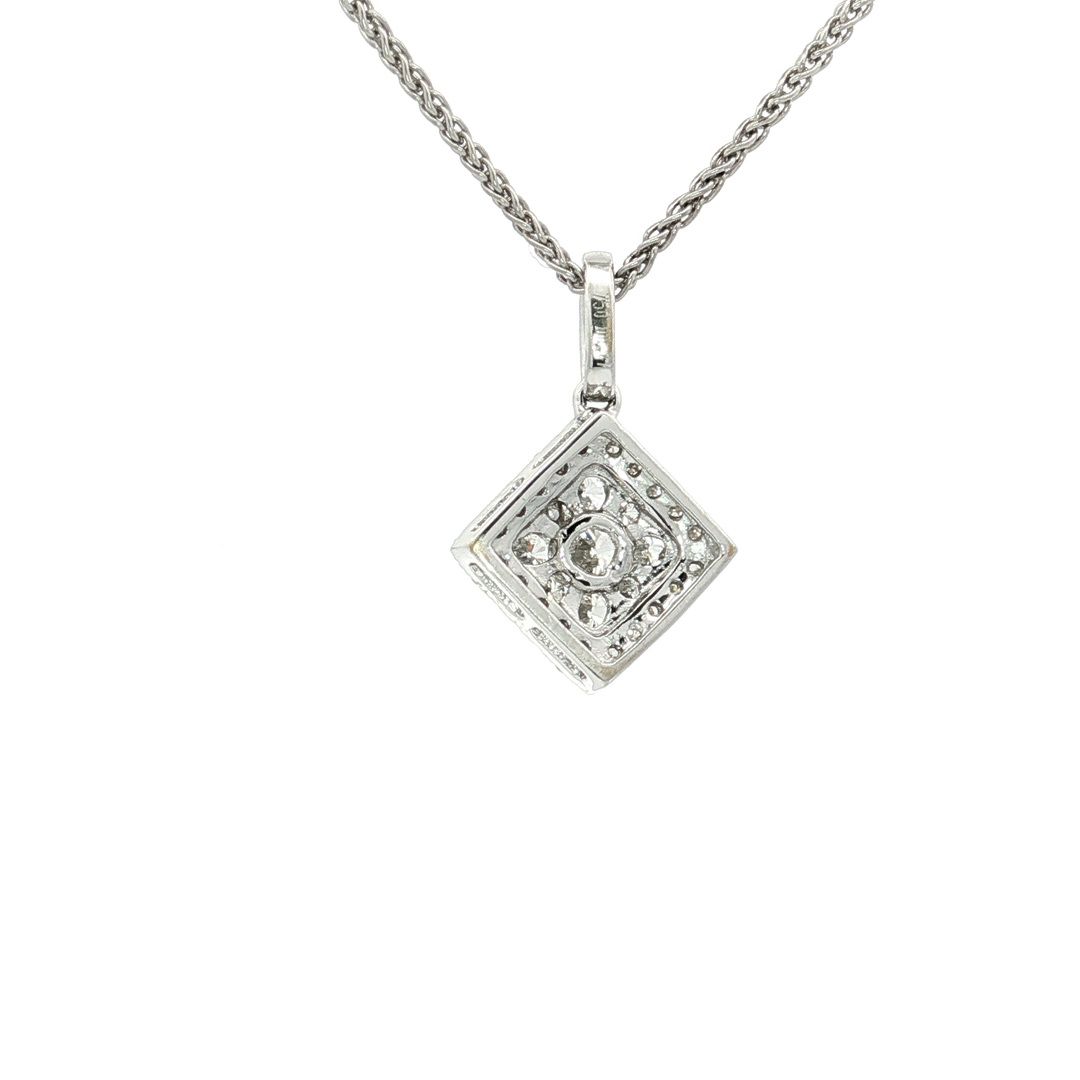 1.00 CTW Natural Colorless & Nearly Flawless Diamond Cluster Pendant Necklace in 18kt White Gold