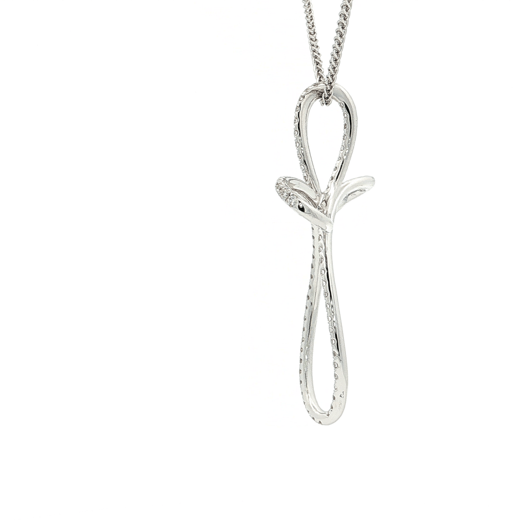 2.00 CTW Colorless & Nearly Flawless Natural Pavé Diamond Bow - Shaped Cross Pendant Necklace in 18kt White Gold – Jewelry Depot, Inc.