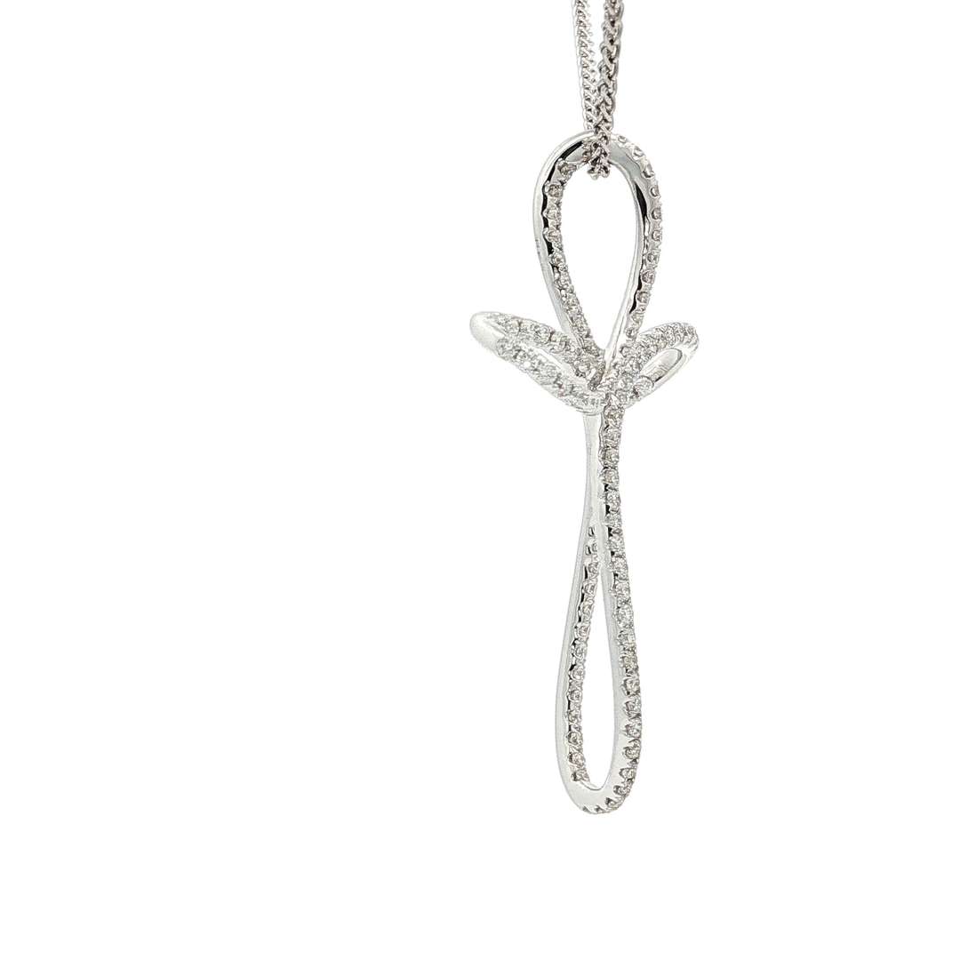 2.00 CTW Colorless & Nearly Flawless Natural Pavé Diamond Bow - Shaped Cross Pendant Necklace in 18kt White Gold – Jewelry Depot, Inc.