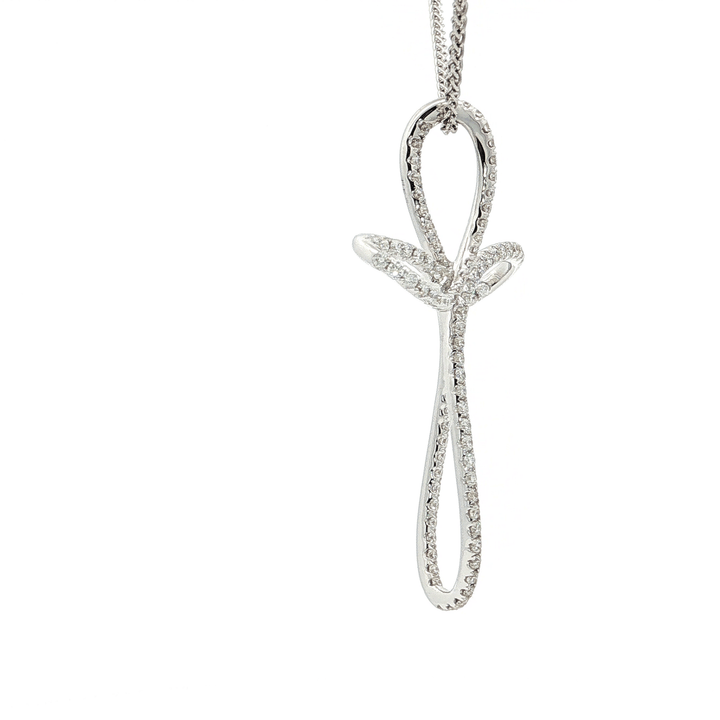 2.00 CTW Colorless & Nearly Flawless Natural Pavé Diamond Bow - Shaped Cross Pendant Necklace in 18kt White Gold – Jewelry Depot, Inc.