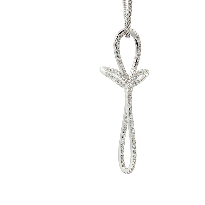 2.00 CTW Colorless & Nearly Flawless Natural Pavé Diamond Bow - Shaped Cross Pendant Necklace in 18kt White Gold – Jewelry Depot, Inc.