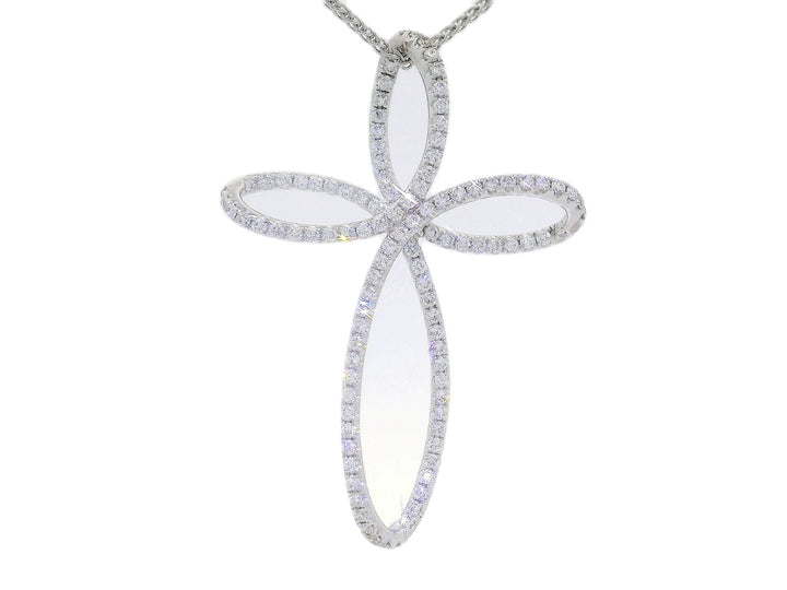 2.00 CTW Colorless & Near-Flawless Diamond Cross Pendant Necklace in 18KT White Gold