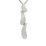 Nearly Flawless Colorless Pavé Diamond Graduated Triple Teardrop Necklace (2 ct. tw.) in 18k White Gold
