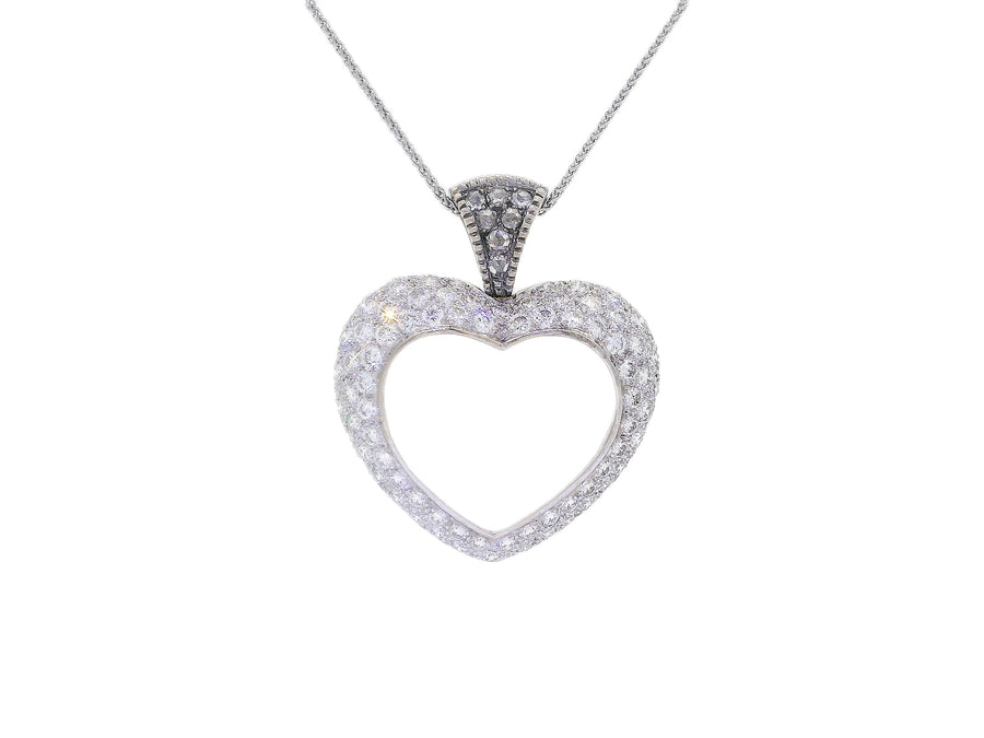 Nearly Flawless Colorless Mouawad Designer Diamond Heart Pendant (3 ct. tw.) 18k White Gold