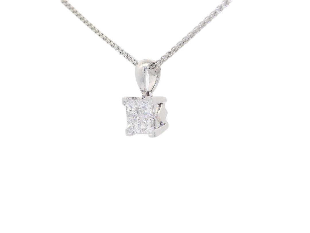 1.00 CTW Princess Cut Natural Diamond Square Pendant Necklace in 18kt White Gold – Jewelry Depot, Inc.