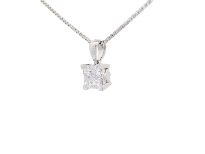 1.00 CTW Princess Cut Natural Diamond Square Pendant Necklace in 18kt White Gold – Jewelry Depot, Inc.