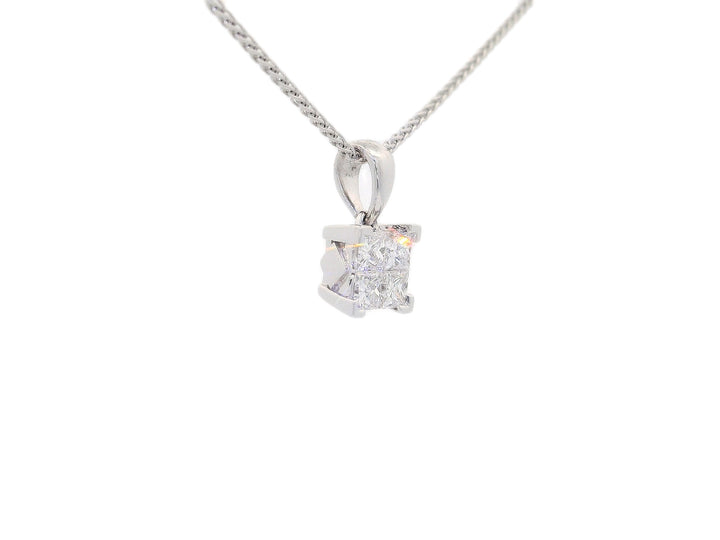 1.00 CTW Princess Cut Natural Diamond Square Pendant Necklace in 18kt White Gold – Jewelry Depot, Inc.