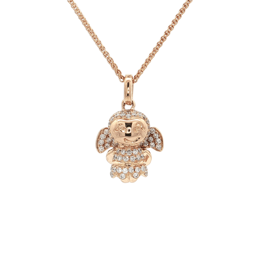 Nearly Flawless Colorless Diamond Angel Pendant Necklace (2/5 ct. tw.) 18k Rose Gold