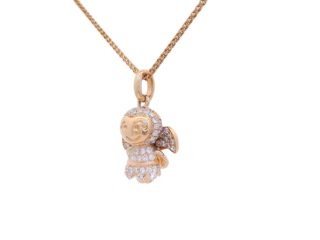 0.40 CTW Natural Diamond Angel Pendant Necklace in 18KT Rose Gold