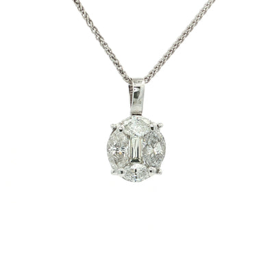 1.40 CTW Oval & Emerald Cut Natural Diamond Pendant Necklace in 14kt White Gold – Jewelry Depot, Inc.
