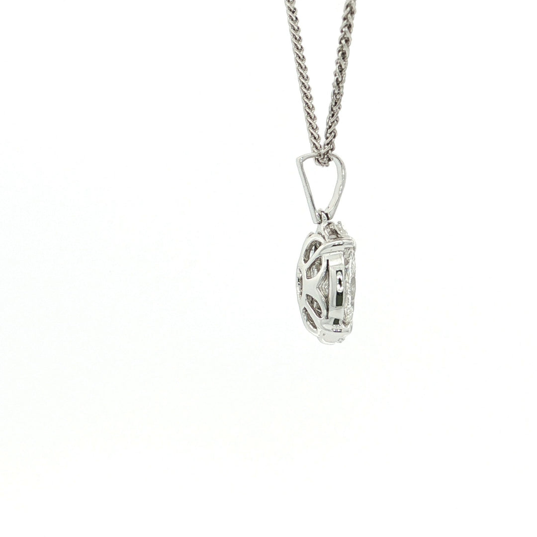 1.40 CTW Oval & Emerald Cut Natural Diamond Pendant Necklace in 14kt White Gold – Jewelry Depot, Inc.