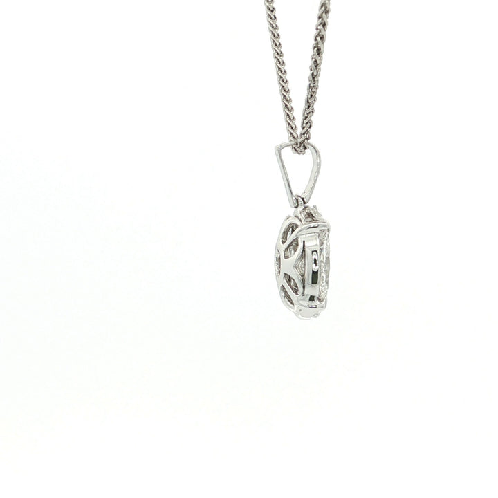 1.40 CTW Oval & Emerald Cut Natural Diamond Pendant Necklace in 14kt White Gold – Jewelry Depot, Inc.