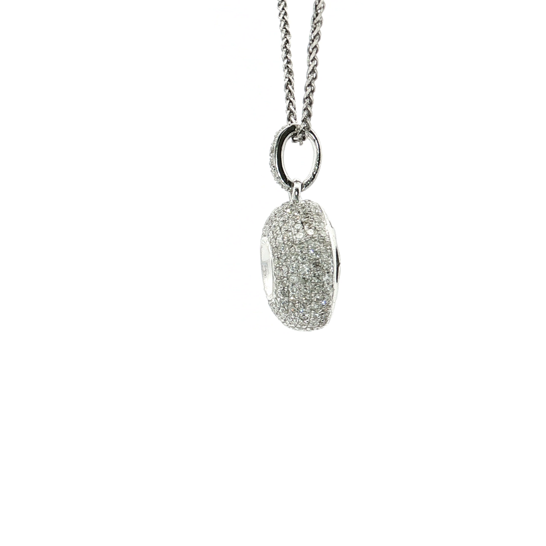 0.60 CTW Natural Round Brilliant Cut Diamond Pavé Pendant Necklace in 14kt White Gold