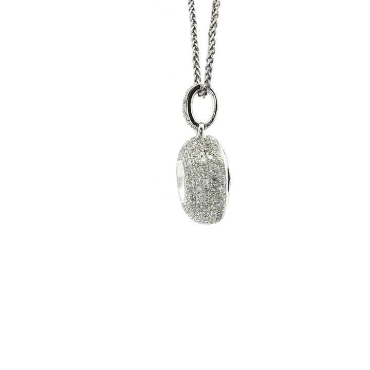 0.60 CTW Natural Round Brilliant Cut Diamond Pavé Pendant Necklace in 14kt White Gold