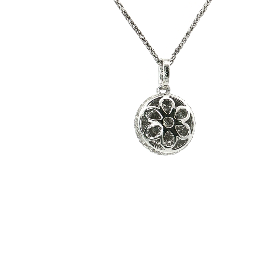 0.60 CTW Natural Round Brilliant Cut Diamond Pavé Pendant Necklace in 14kt White Gold
