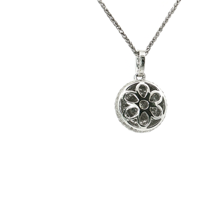 0.60 CTW Natural Round Brilliant Cut Diamond Pavé Pendant Necklace in 14kt White Gold