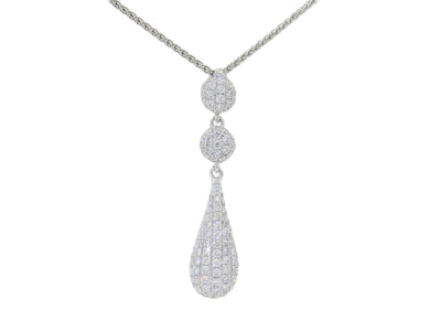 1.00 CTW Natural Colorless Nearly Flawless Pavé Diamond Triple - Drop Pendant Necklace in 18kt White Gold – Jewelry Depot, Inc.