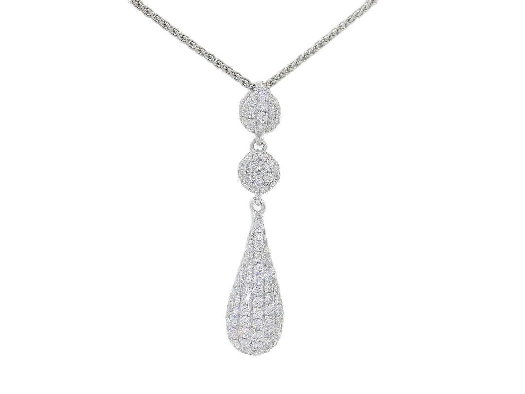 1.00 CTW Natural Colorless Nearly Flawless Pavé Diamond Triple - Drop Pendant Necklace in 18kt White Gold – Jewelry Depot, Inc.