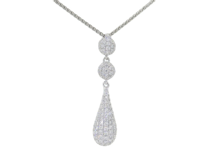 1.00 CTW Natural Colorless Nearly Flawless Pavé Diamond Triple - Drop Pendant Necklace in 18kt White Gold – Jewelry Depot, Inc.