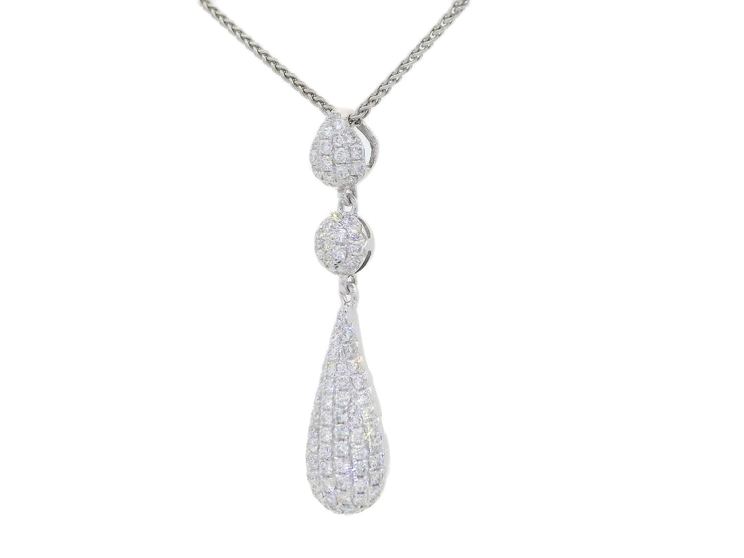 1.00 CTW Natural Colorless Nearly Flawless Pavé Diamond Triple - Drop Pendant Necklace in 18kt White Gold – Jewelry Depot, Inc.